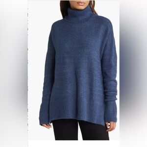 Vince Camuto Textured Turtleneck Sweater - Steel Blue